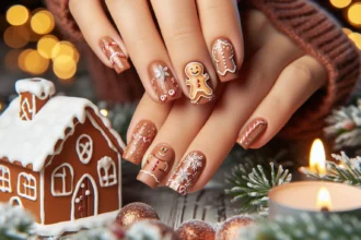 gingerbread christmas nails